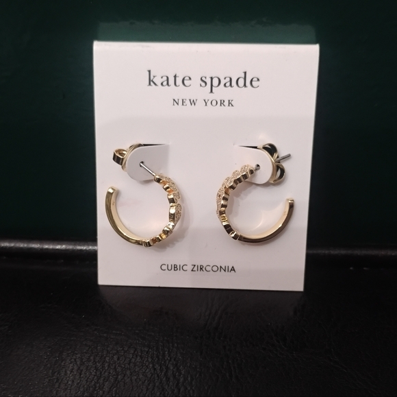 Kate Spade Love You, Mom Gold & CZ Huggies Earrings NWT - Picture 6 of 6